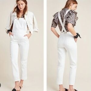 Pilcro and the Letterpress By Anthropologie Off White Jeans Overalls Size 26